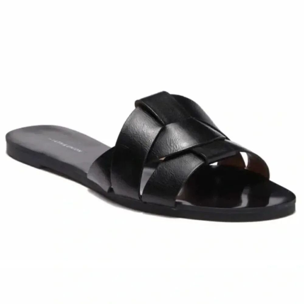 14th & Union Woven Faux Leather Slide Sandals in Size 9M